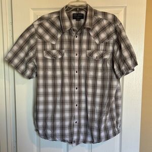 Cody James men’s gray plaid short sleeve pearl snap shirt size 2XL